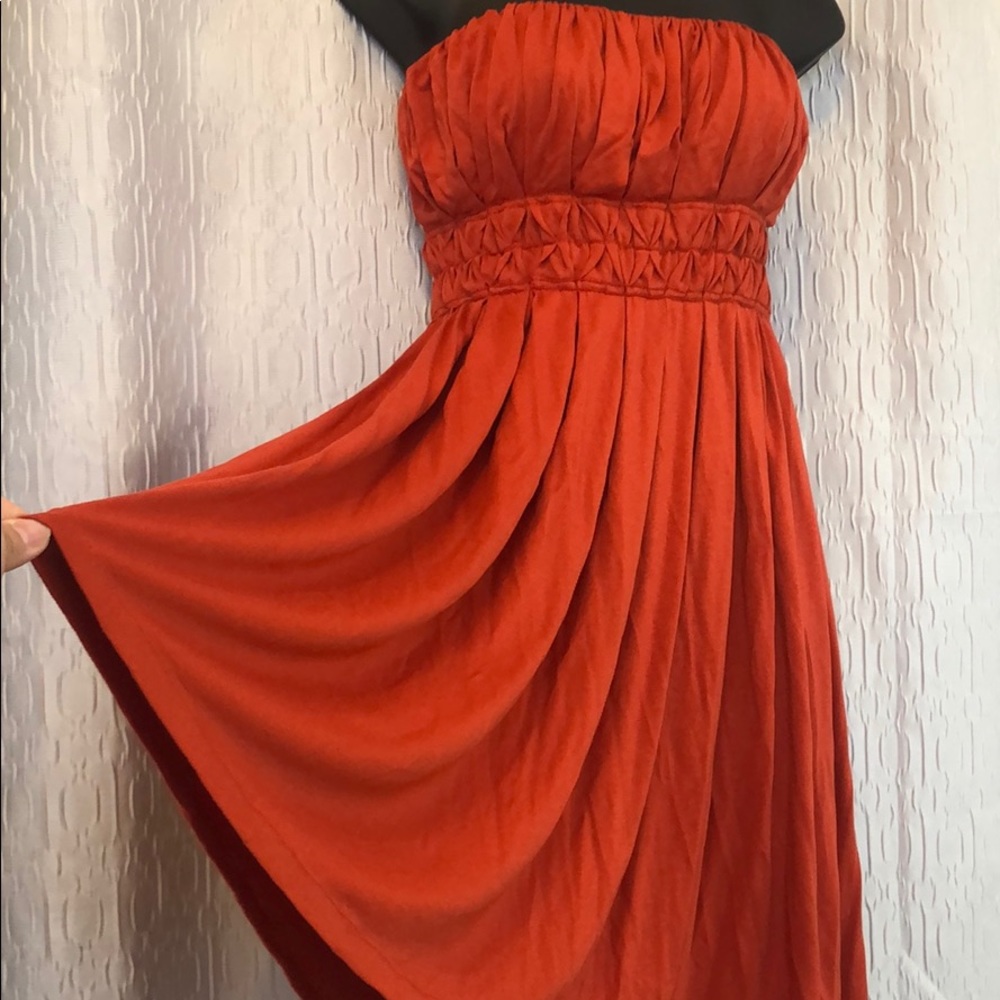 Strapless orange dress